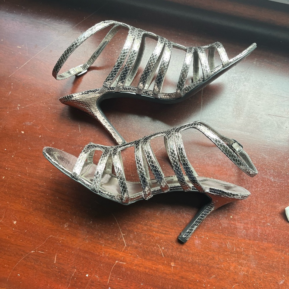 Nina Silver Strappy Heels